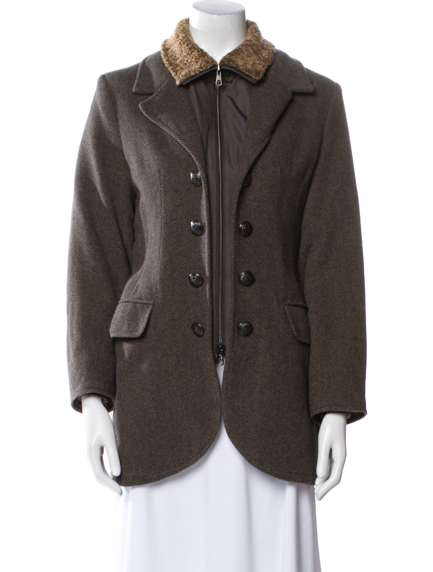 Angora Plaid Print Jacket