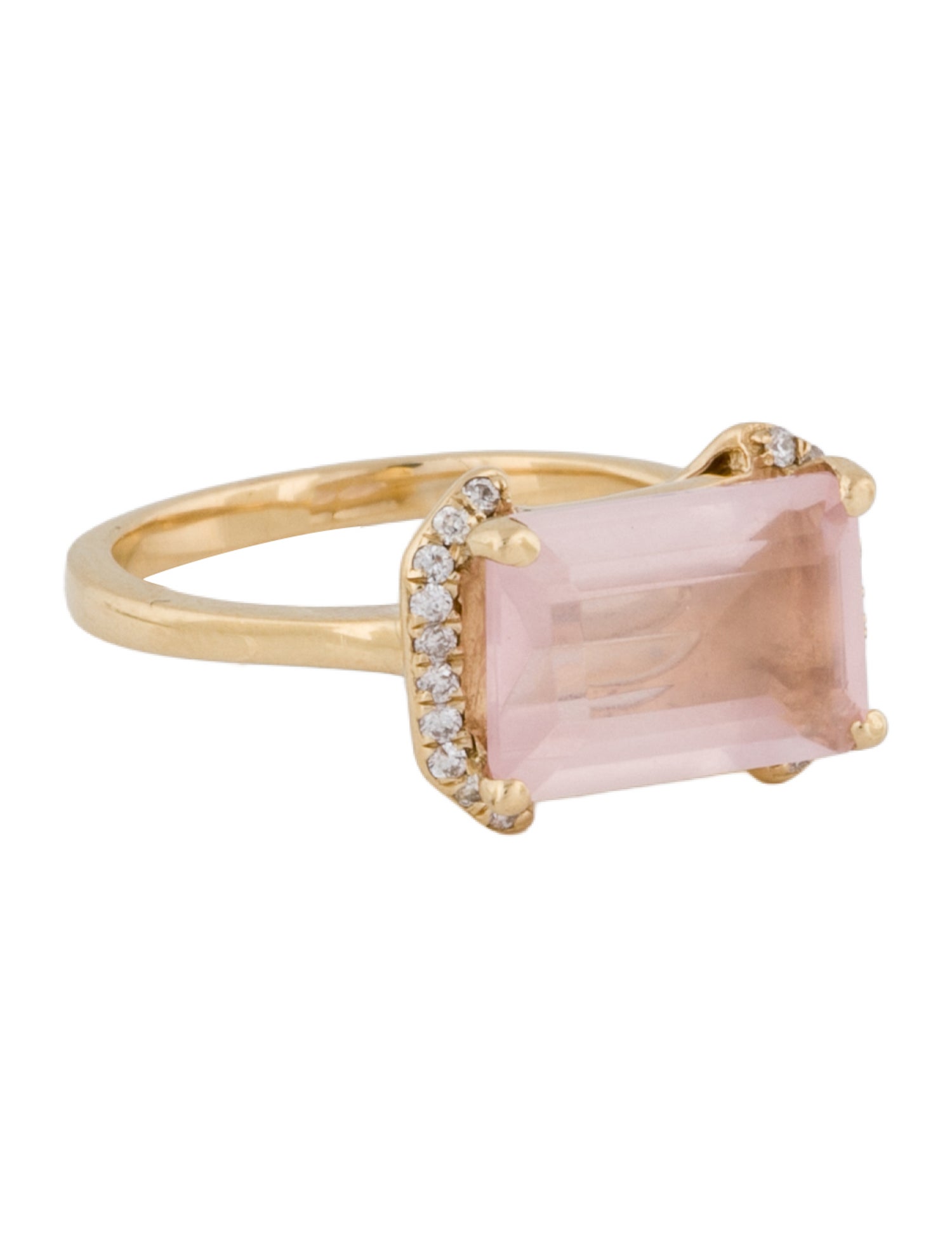 Arya Esha 14K Rose Quartz & Diamond Cocktail Ring