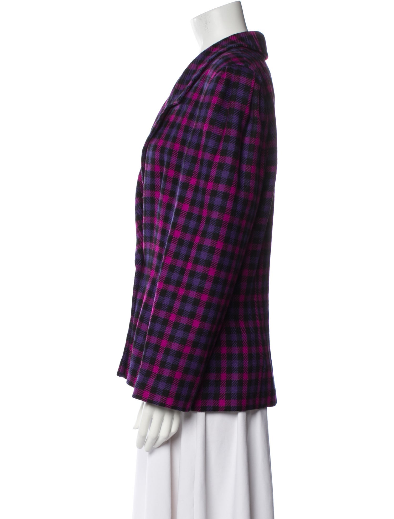 Adele Simpson Wool Plaid Print Blazer