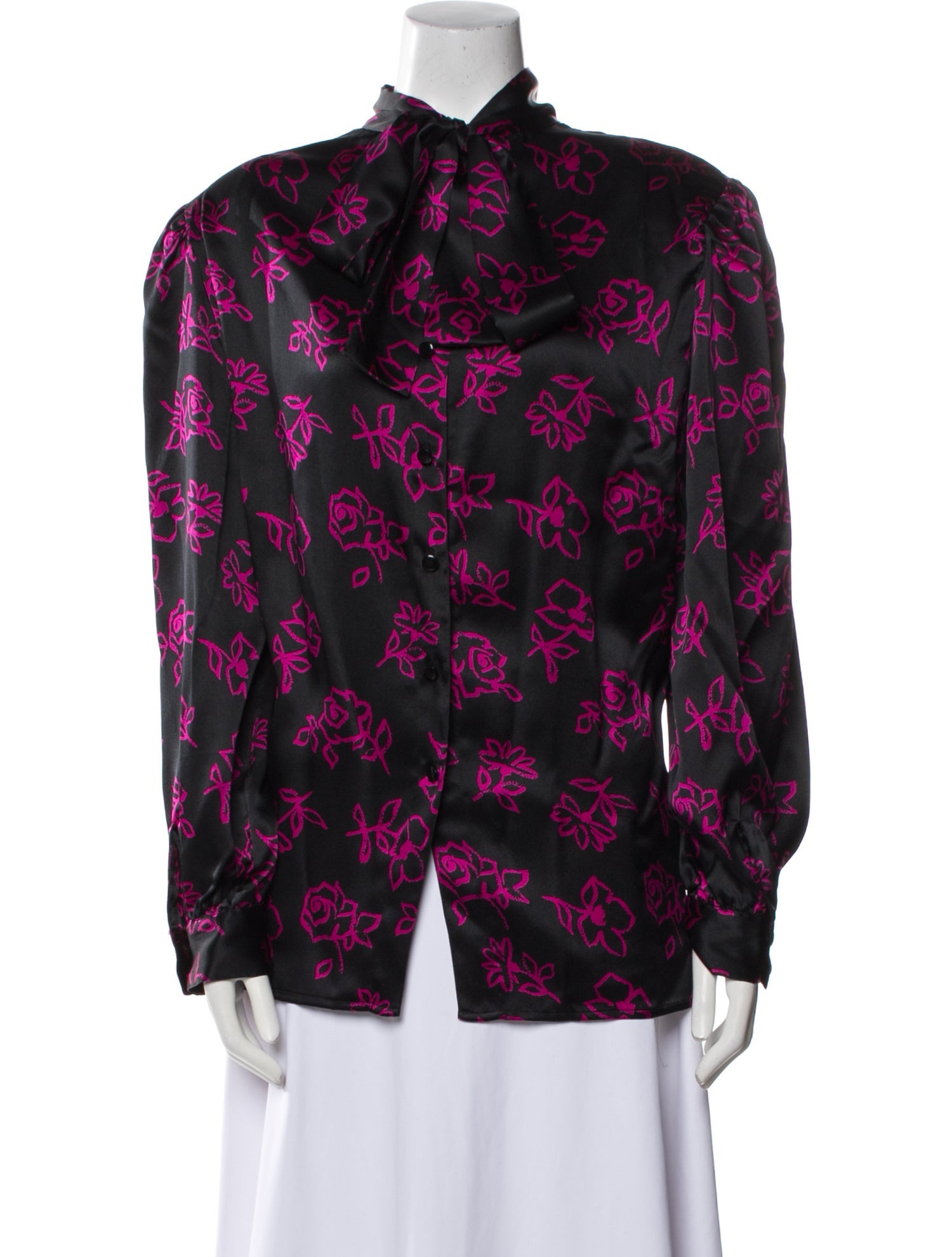 Adele Simpson Silk Floral Print Blouse