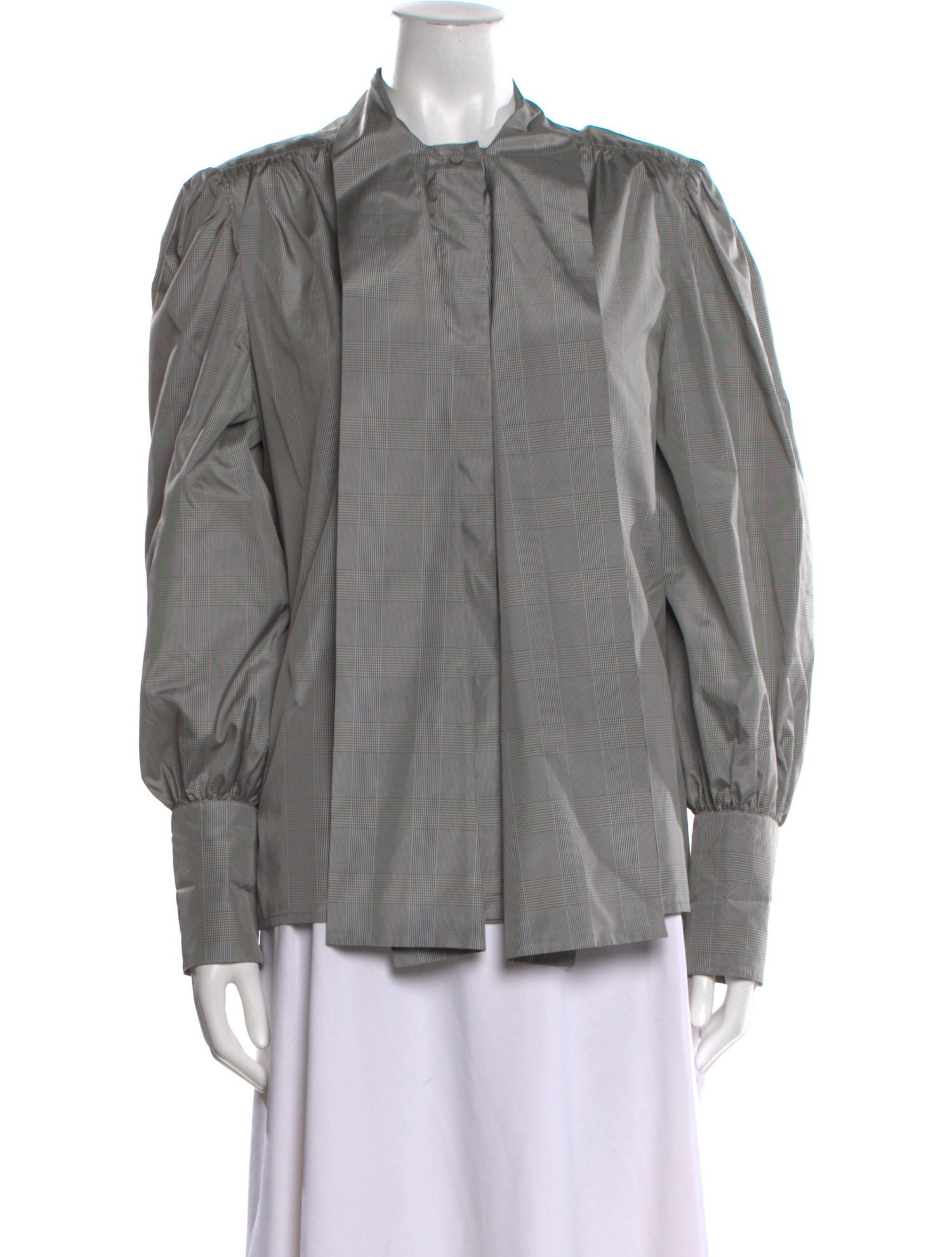 Adele Simpson Silk Mock Neck Button-Up Top