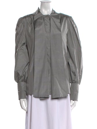 Adele Simpson Silk Mock Neck Button-Up Top