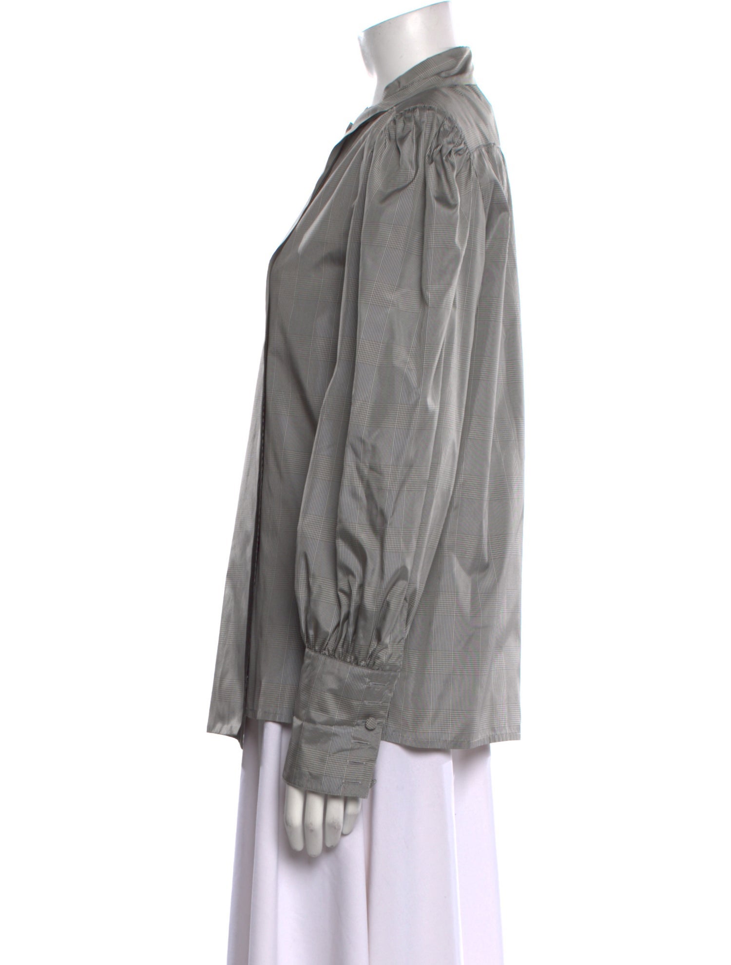 Adele Simpson Silk Mock Neck Button-Up Top