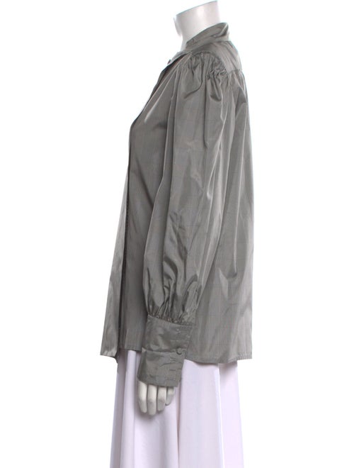 Adele Simpson Silk Mock Neck Button-Up Top