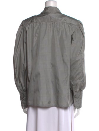 Adele Simpson Silk Mock Neck Button-Up Top