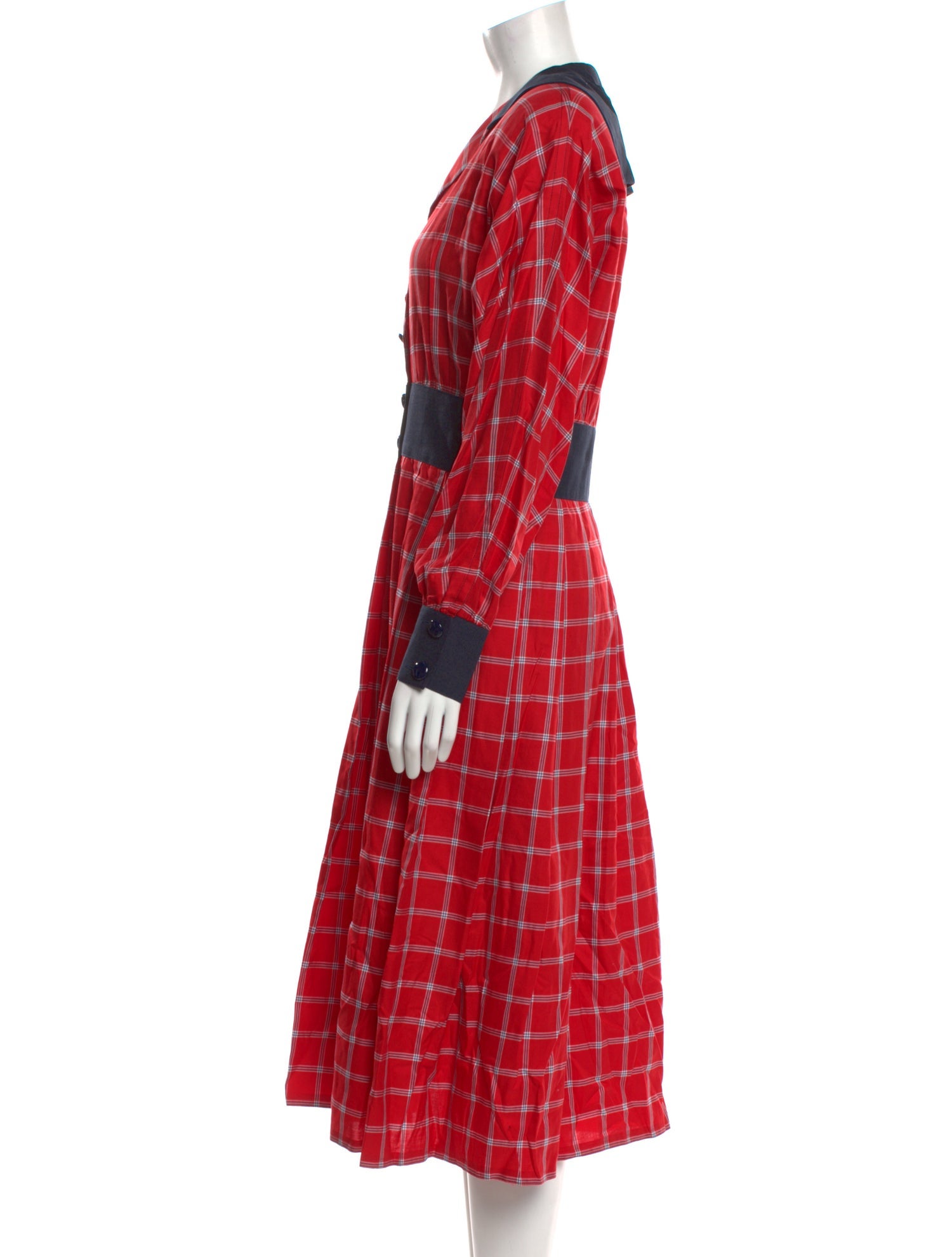 Adele Simpson Plaid Print Midi Length Dress