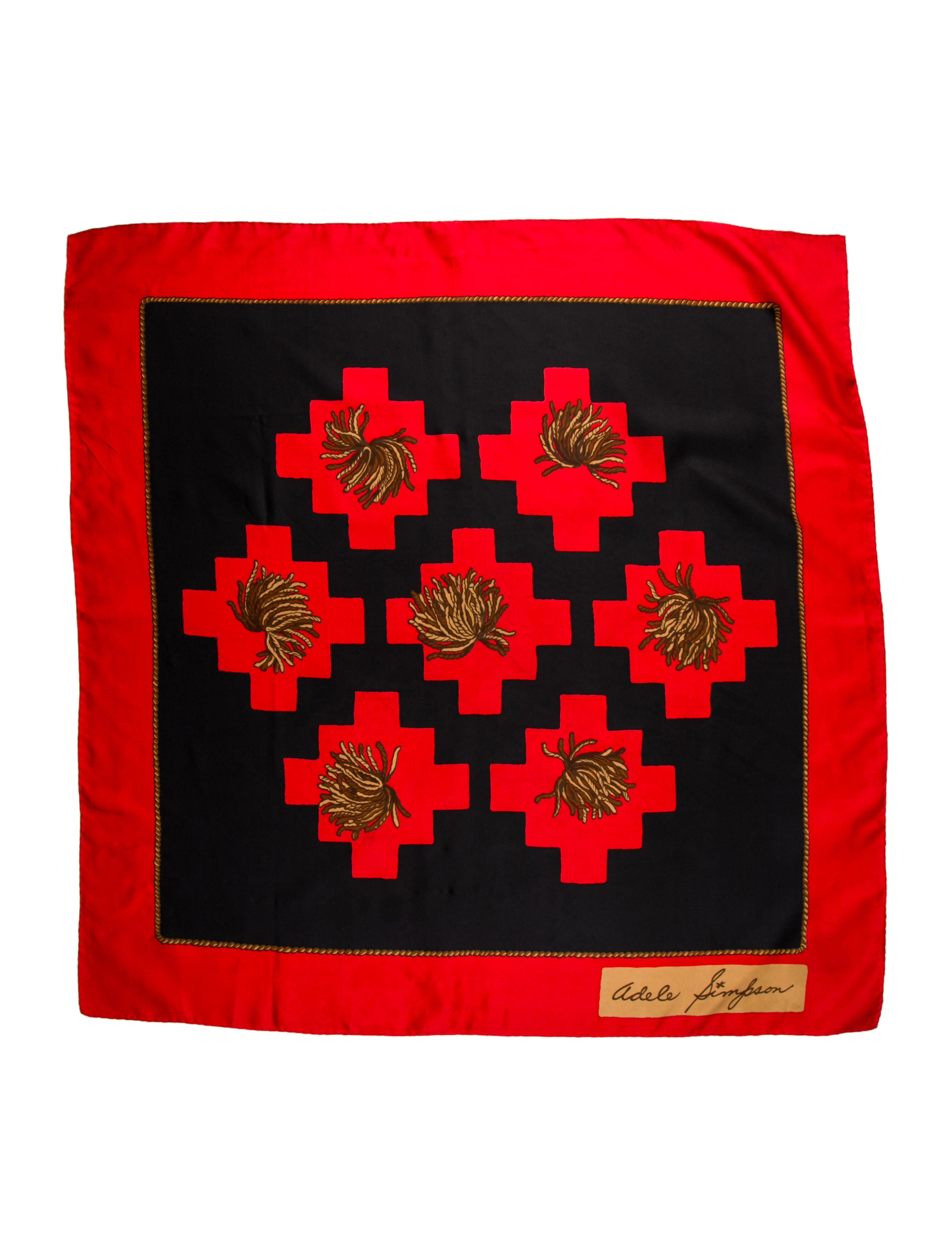 Adele Simpson Silk Floral Print Scarf