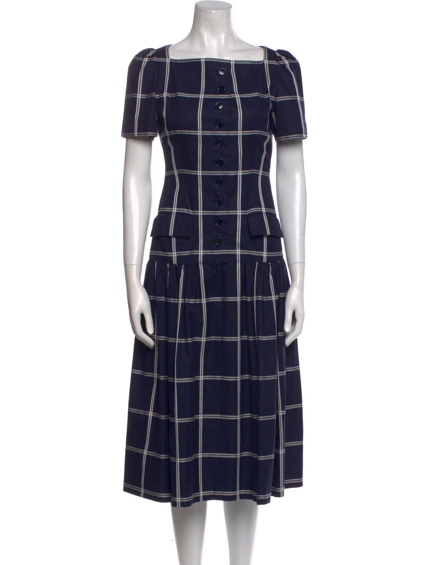 Adele Simpson Plaid Print Midi Length Dress
