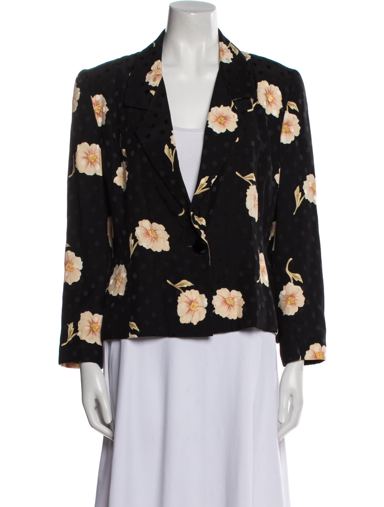 Adele Simpson Silk Floral Print Blazer