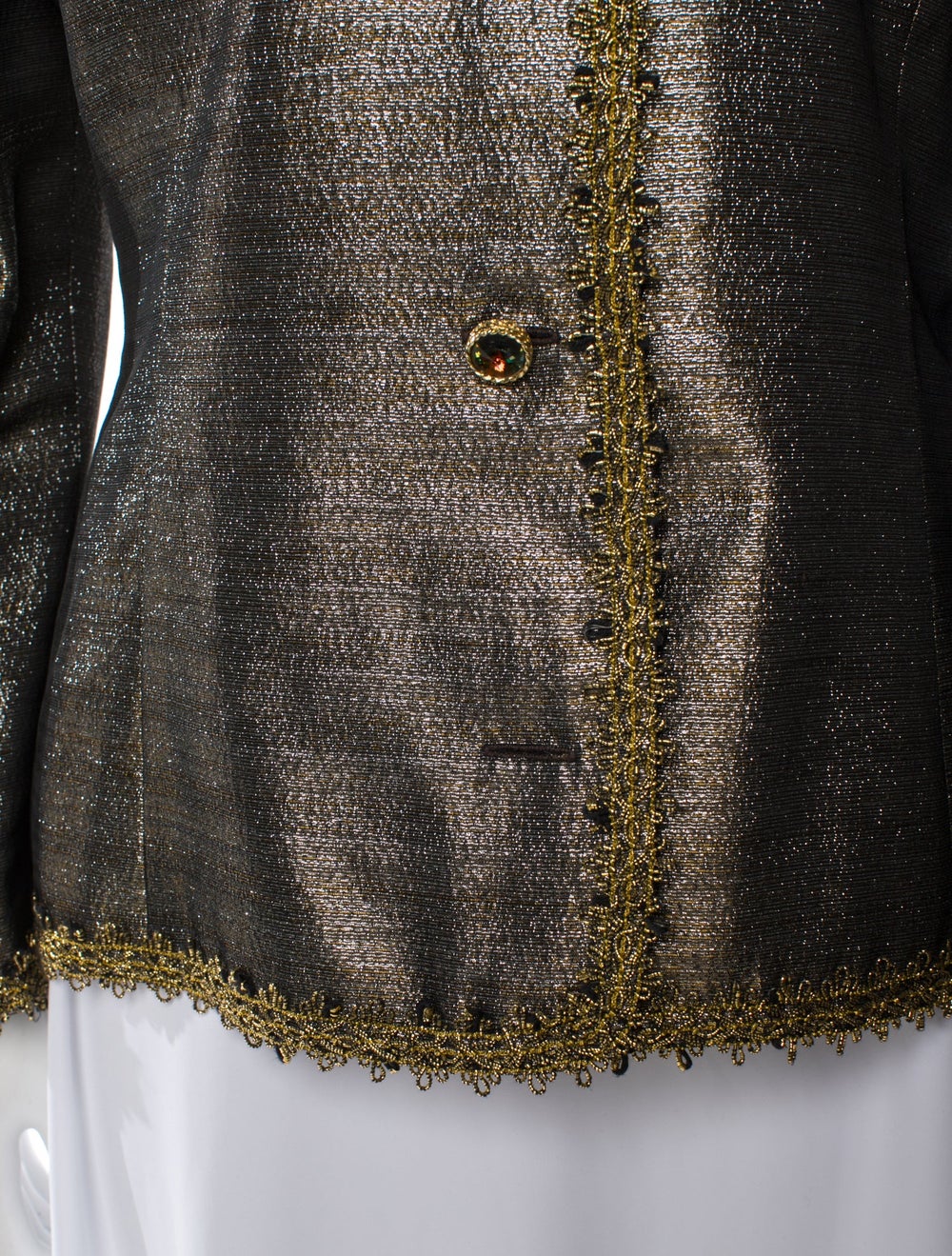 Adele Simpson Evening Jacket Gold & Metallic Prin… - image 4