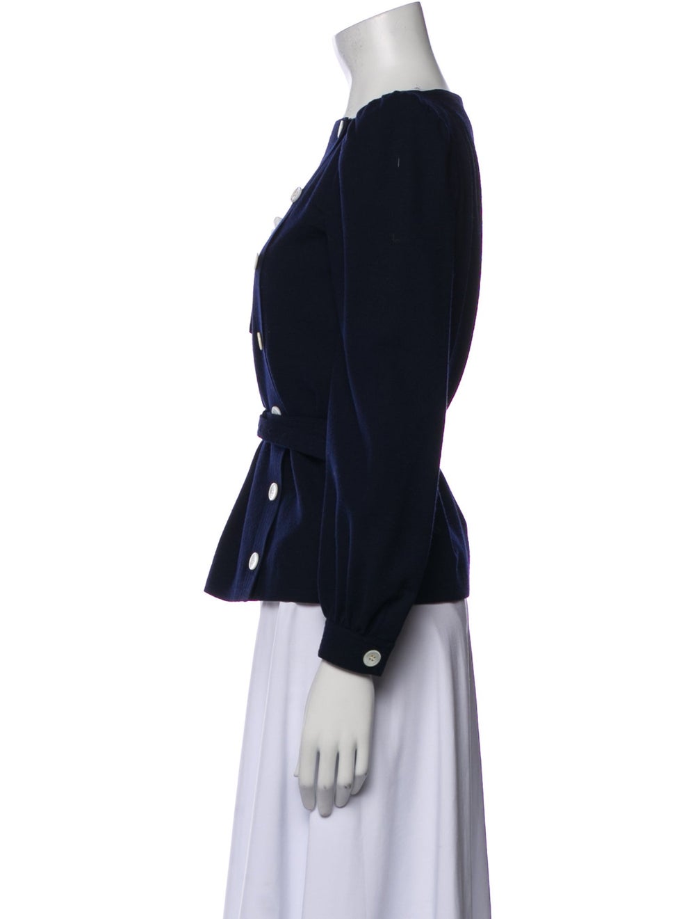 Adele Simpson Wool Evening Jacket Blue Lace Trim … - image 2