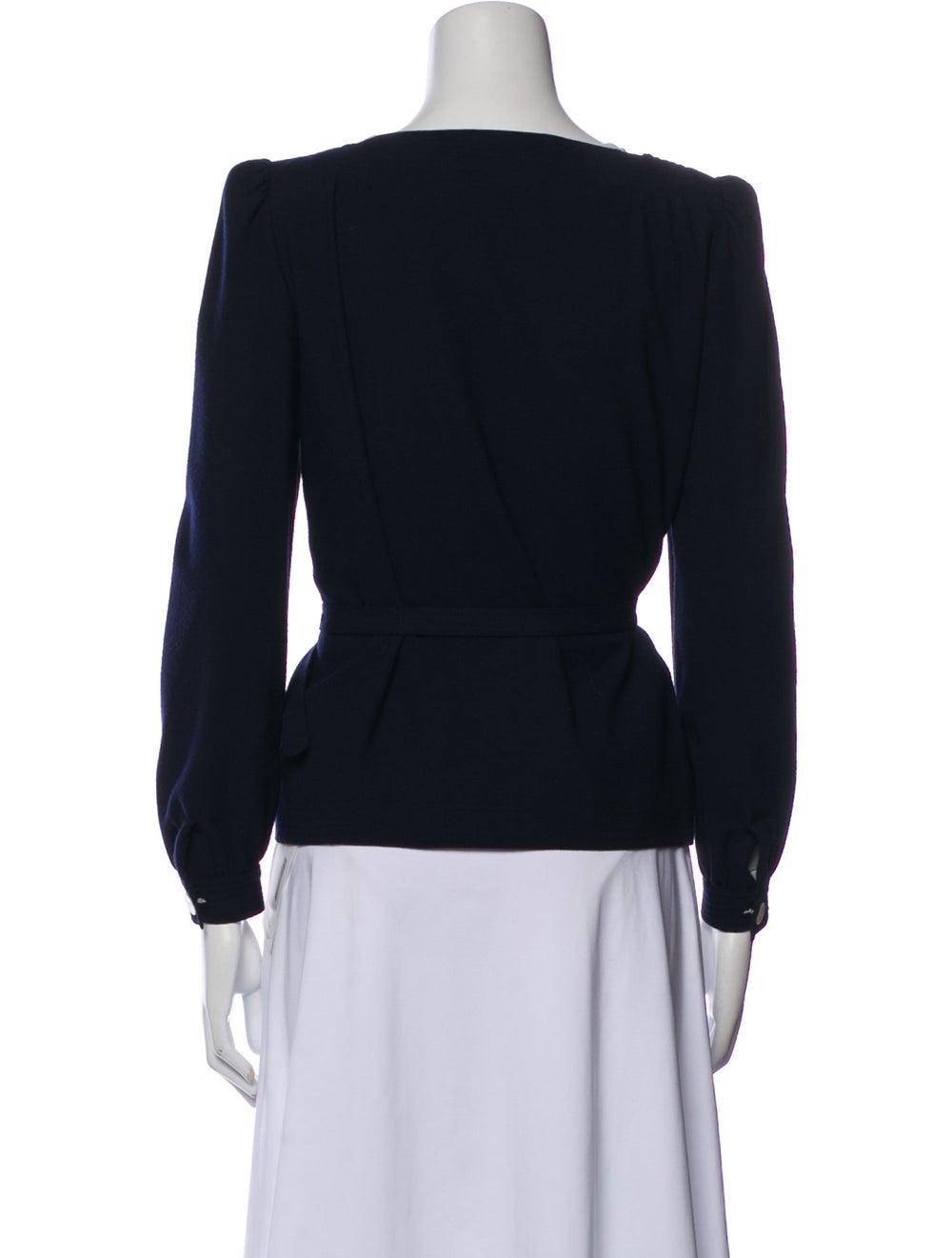 Adele Simpson Wool Evening Jacket Blue Lace Trim … - image 3