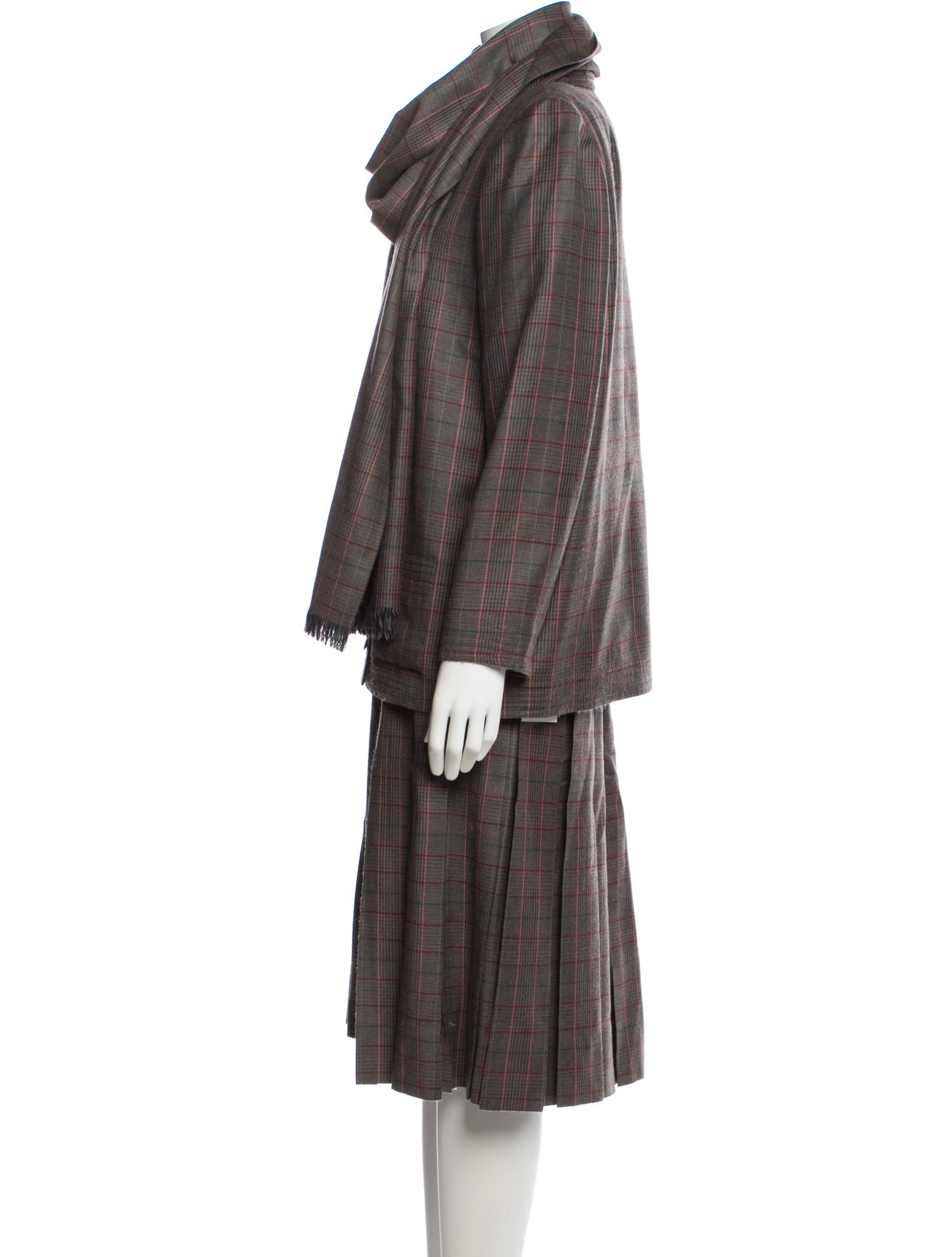Adele Simpson Wool Plaid Print Set
