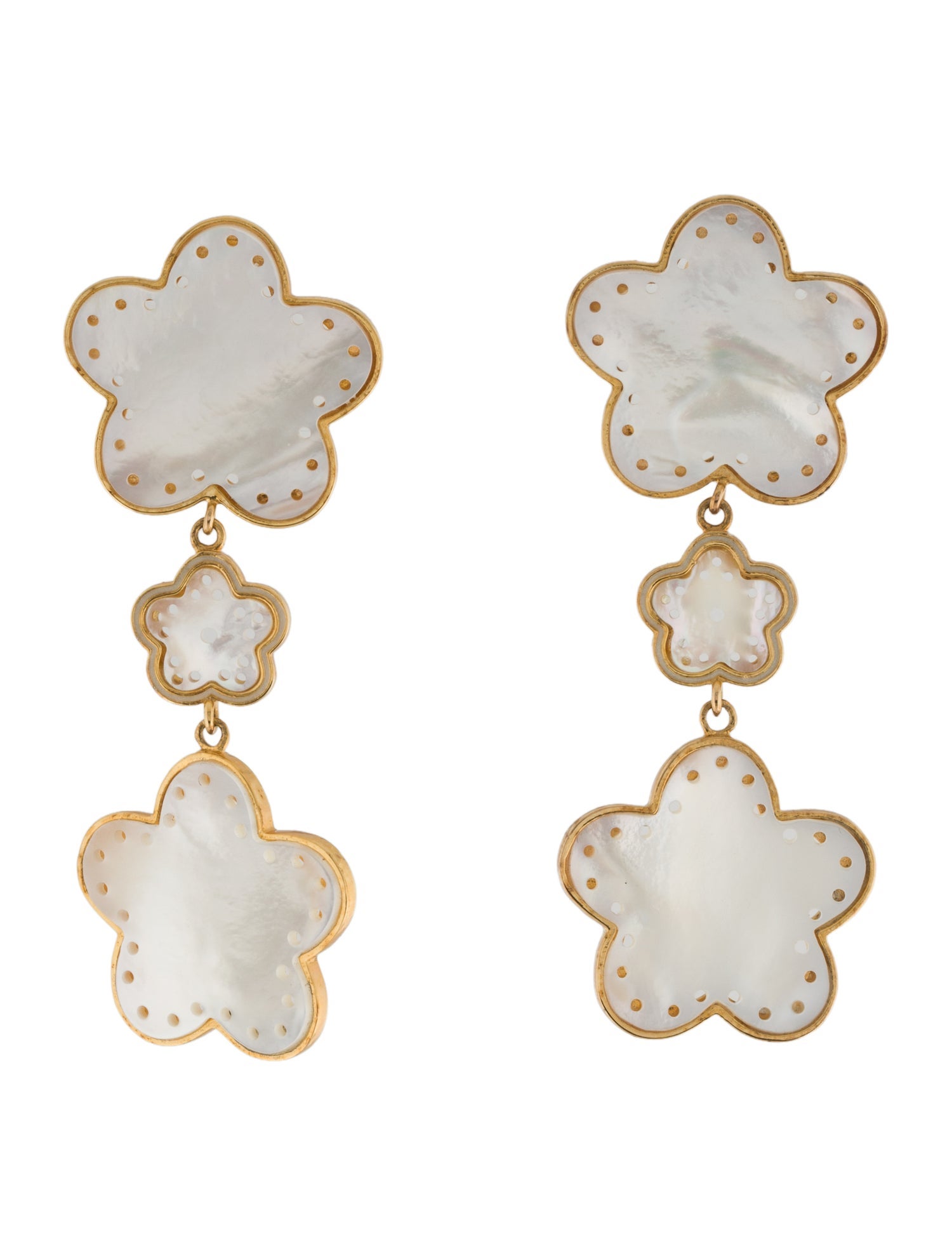 Asha by Ashley McCormick Mother of Pearl & Enamel Azalea Triple Drop Earrings