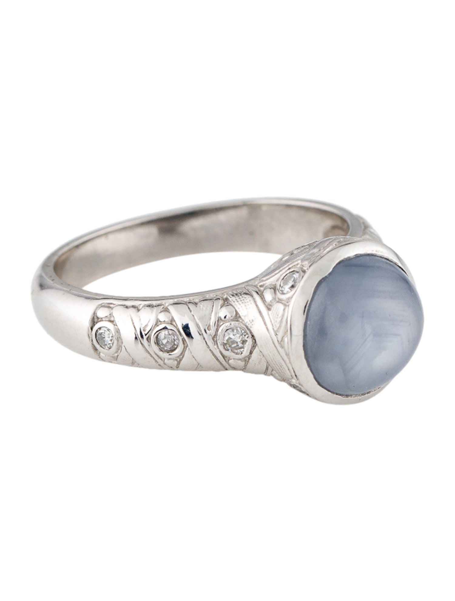 Alex Sepkus Platinum Star Sapphire & Diamond Criss Cross Cocktail Ring