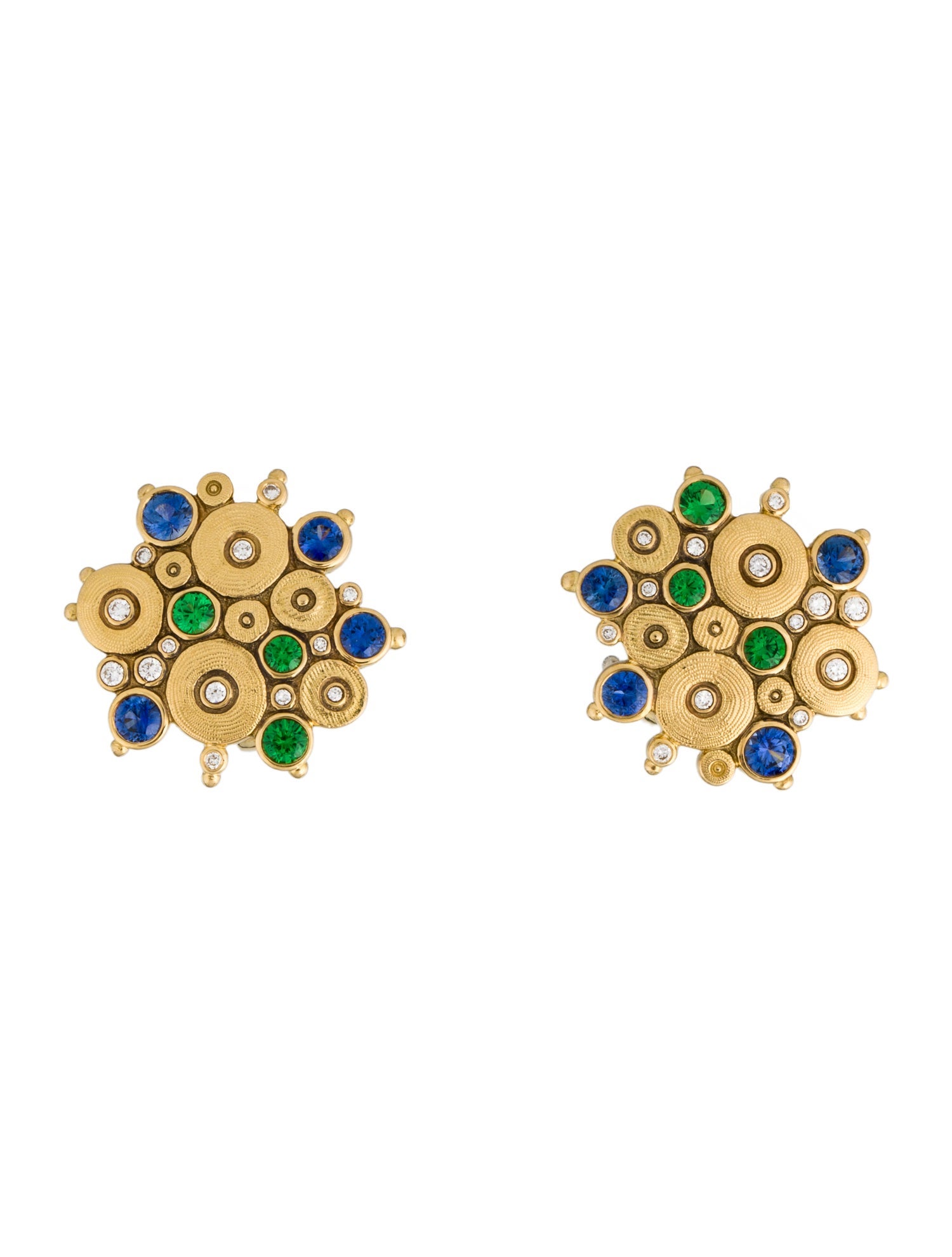 Alex Sepkus 18K Tsavorite Garnet, Sapphire & Diamond Earclips