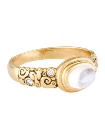 Pre-owned Alex Sepkus 18k Moonstone Labradorite & Diamond Cocktail Ring In Multi