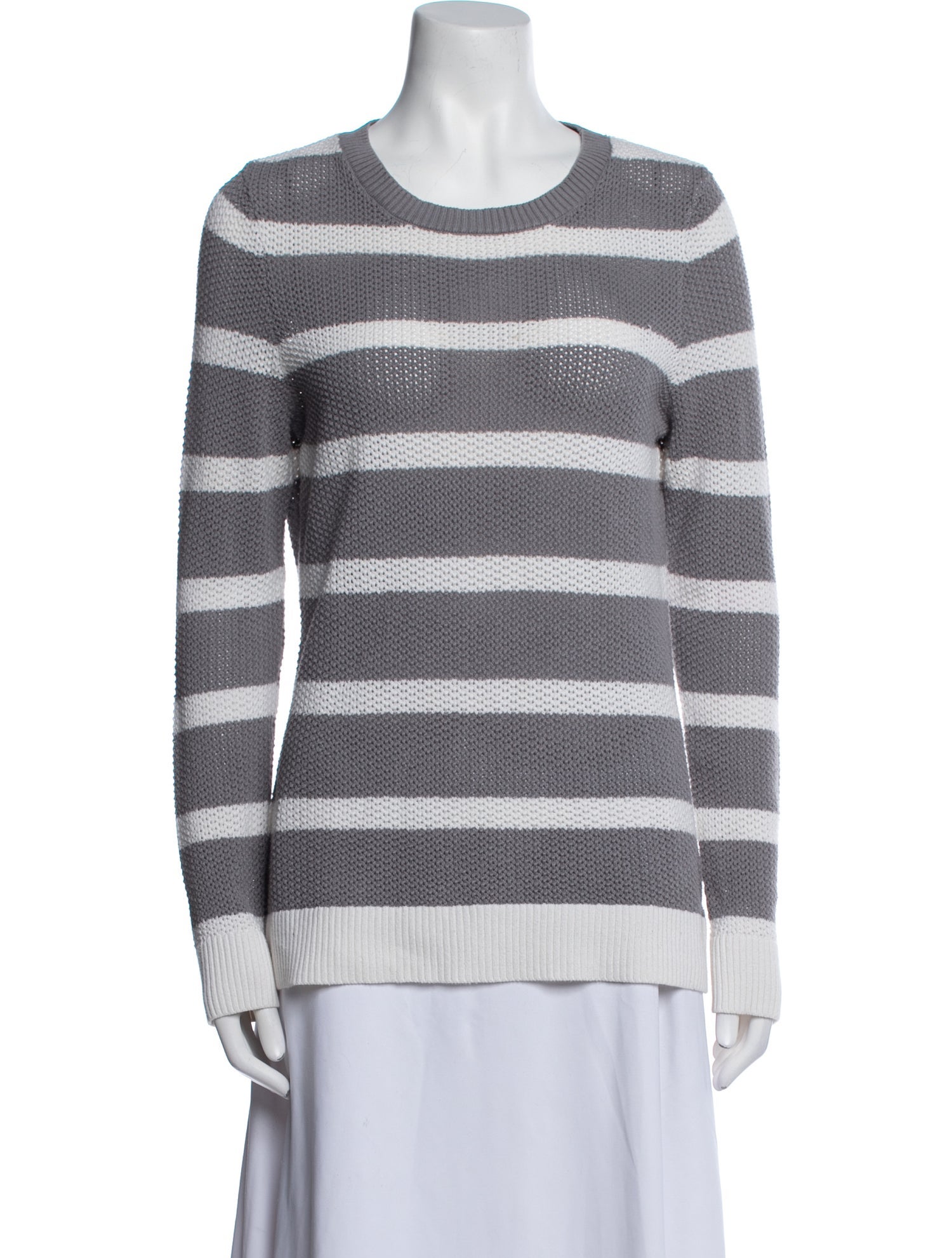 Alfred Sung Striped Scoop Neck Sweater