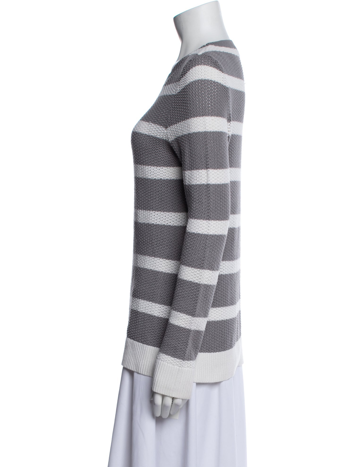 Alfred Sung Striped Scoop Neck Sweater