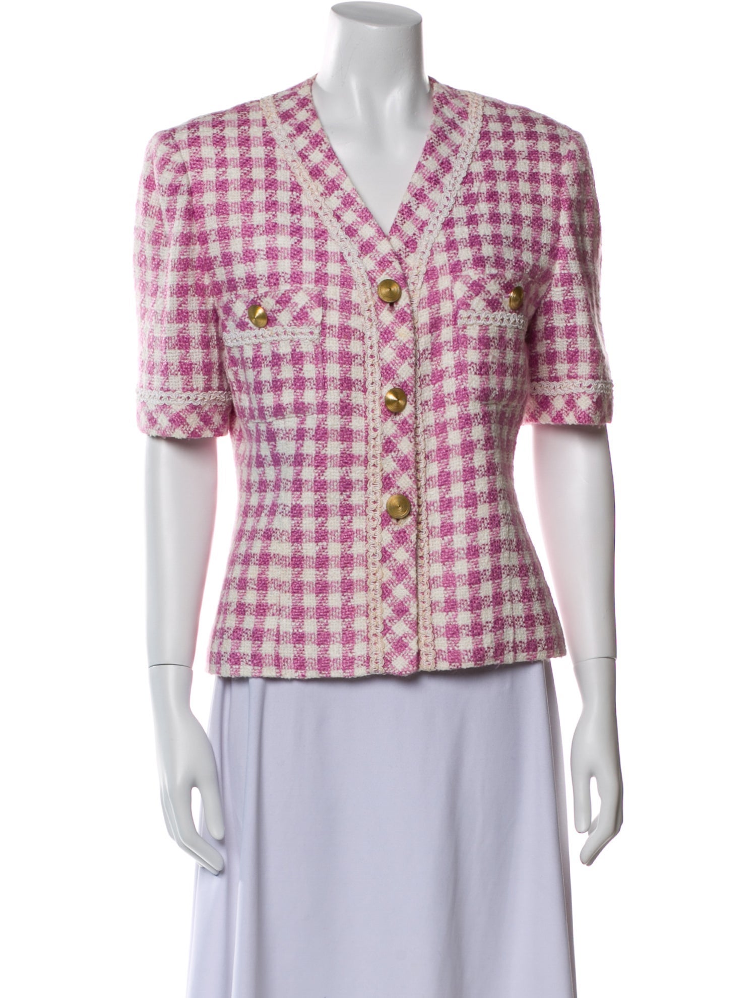 Alfred Sung Tweed Plaid Print Blazer