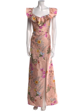 Alfred Sung Floral Print Long Dress