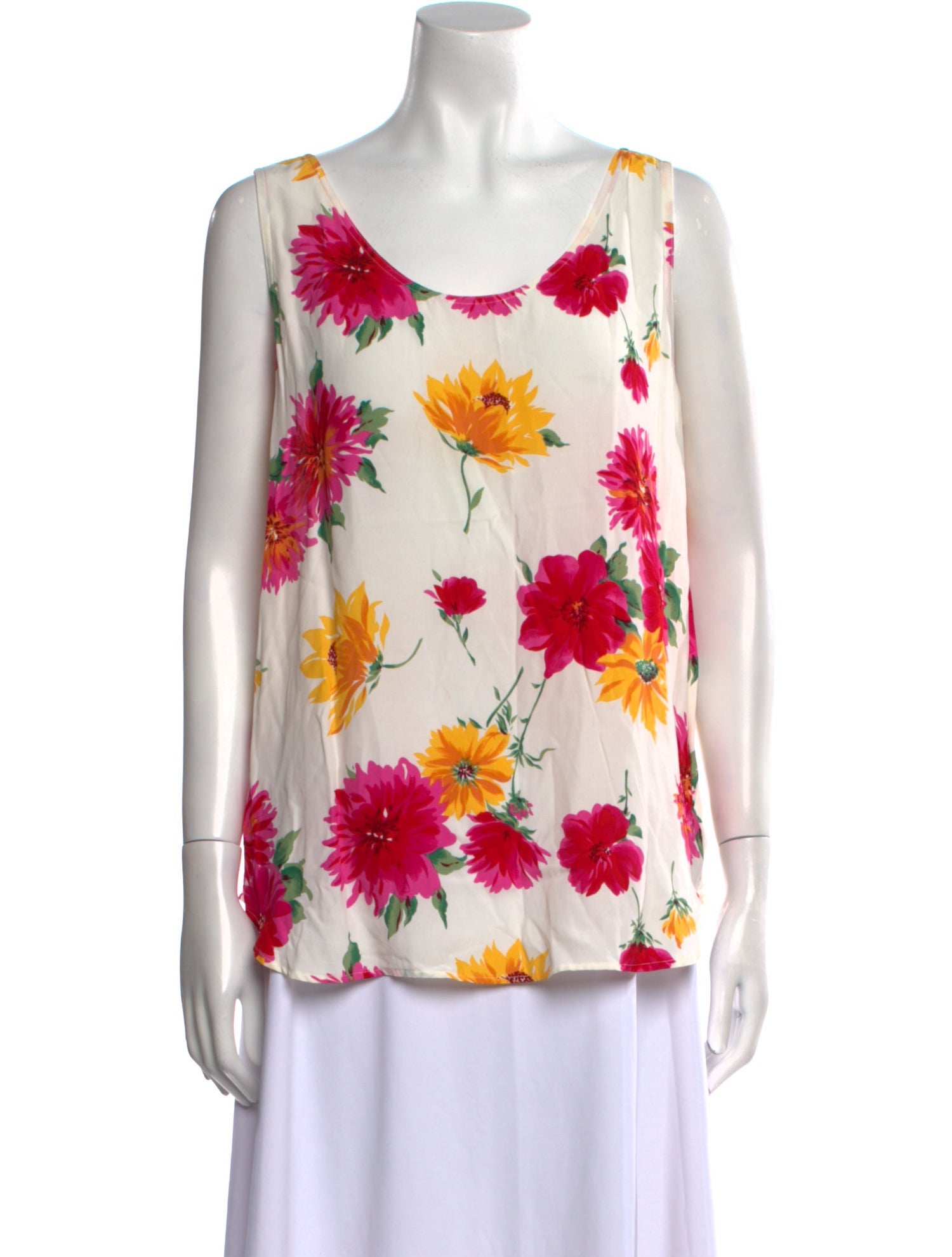 Alfred Sung Floral Print Scoop Neck Top