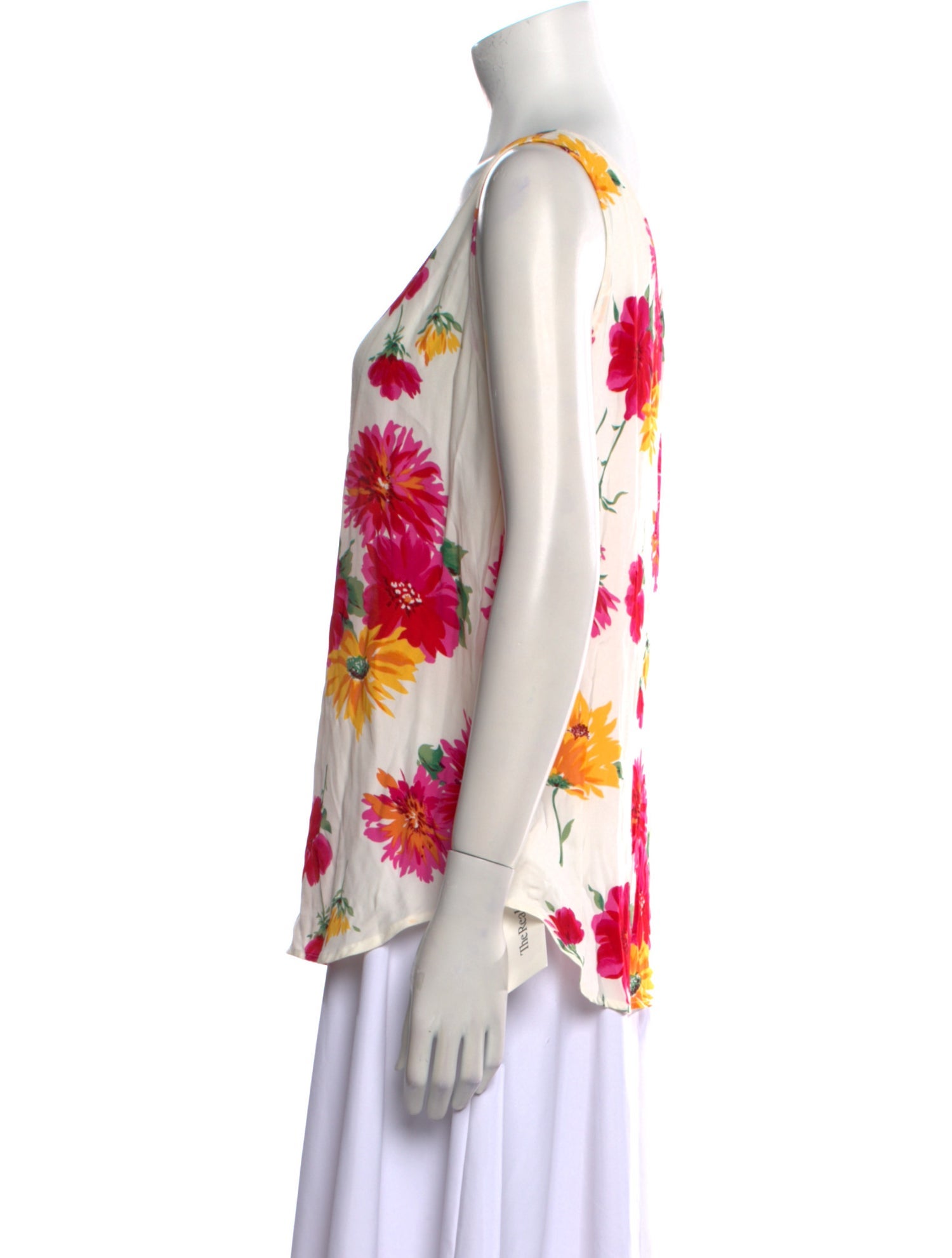 Alfred Sung Floral Print Scoop Neck Top