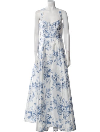 Alfred Sung Floral Print Long Dress