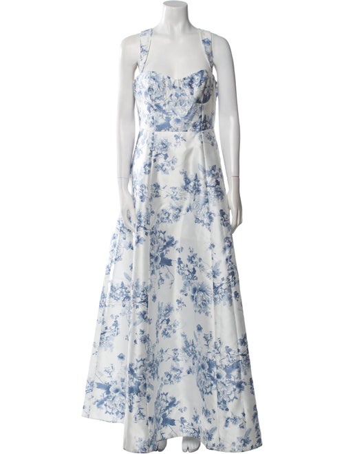 Alfred Sung Floral Print Long Dress