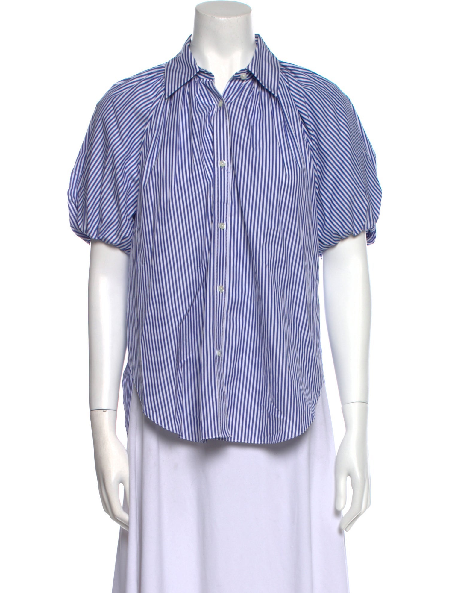 ASHLYN Striped Short Sleeve Button-Up Top