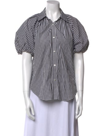 ASHLYN Plaid Print Short Sleeve Button-Up Top
