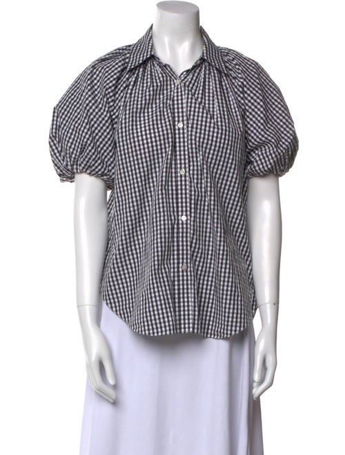 ASHLYN Plaid Print Short Sleeve Button-Up Top