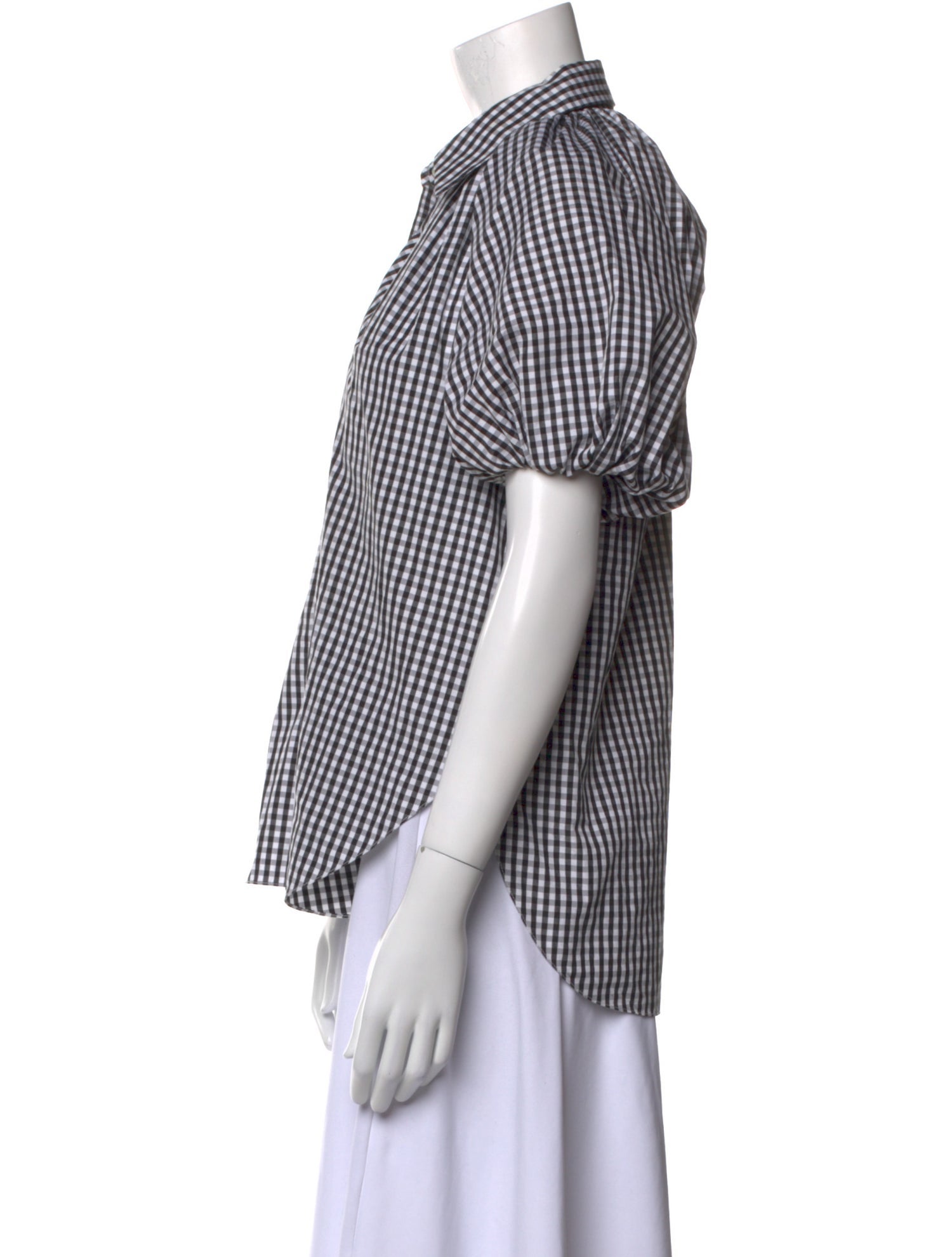 ASHLYN Plaid Print Short Sleeve Button-Up Top