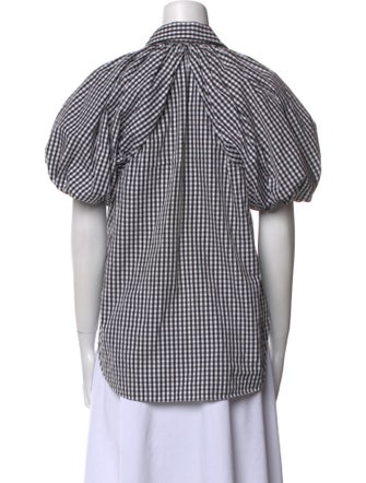ASHLYN Plaid Print Short Sleeve Button-Up Top