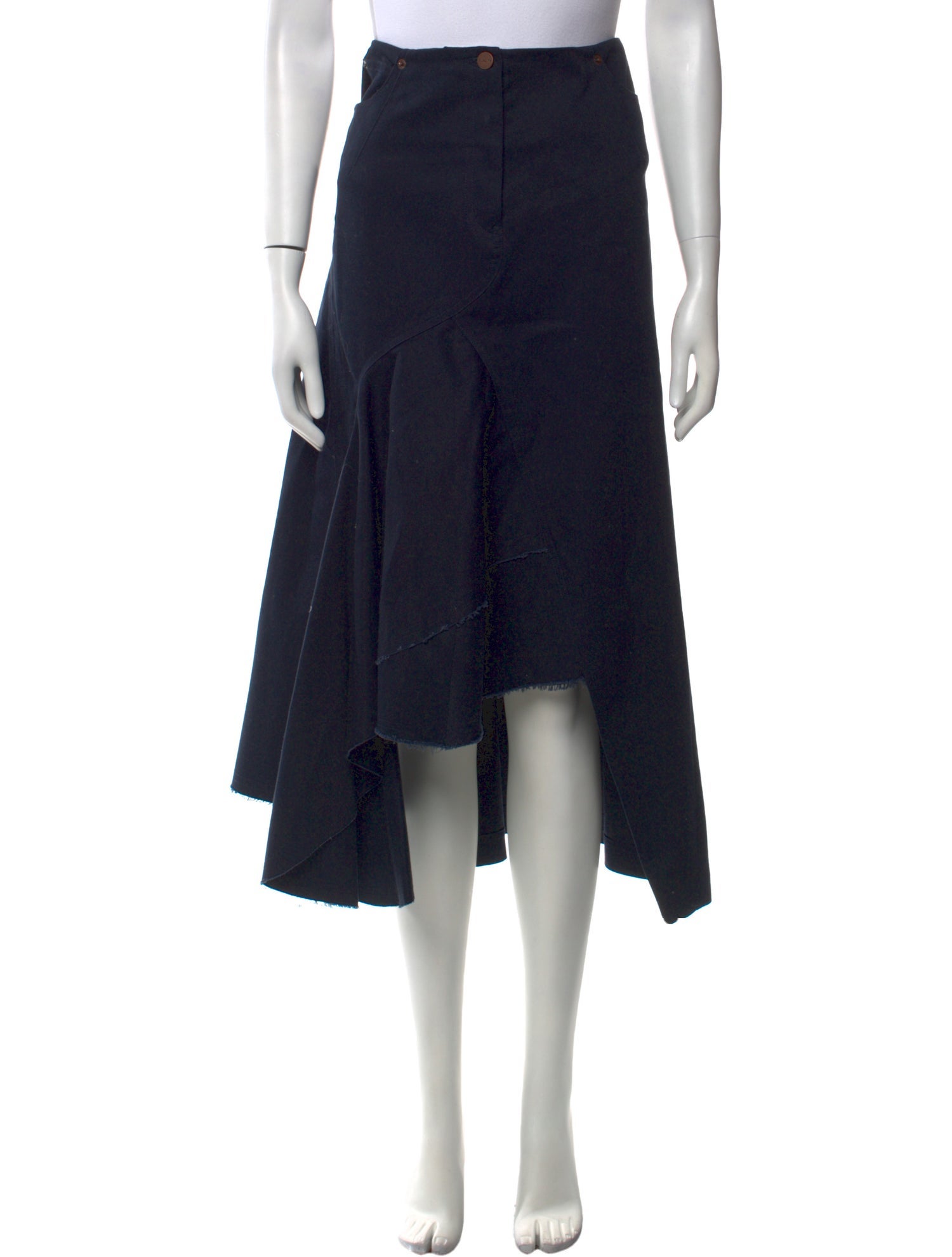 ASHLYN Raw-Edge Trim Midi Length Skirt