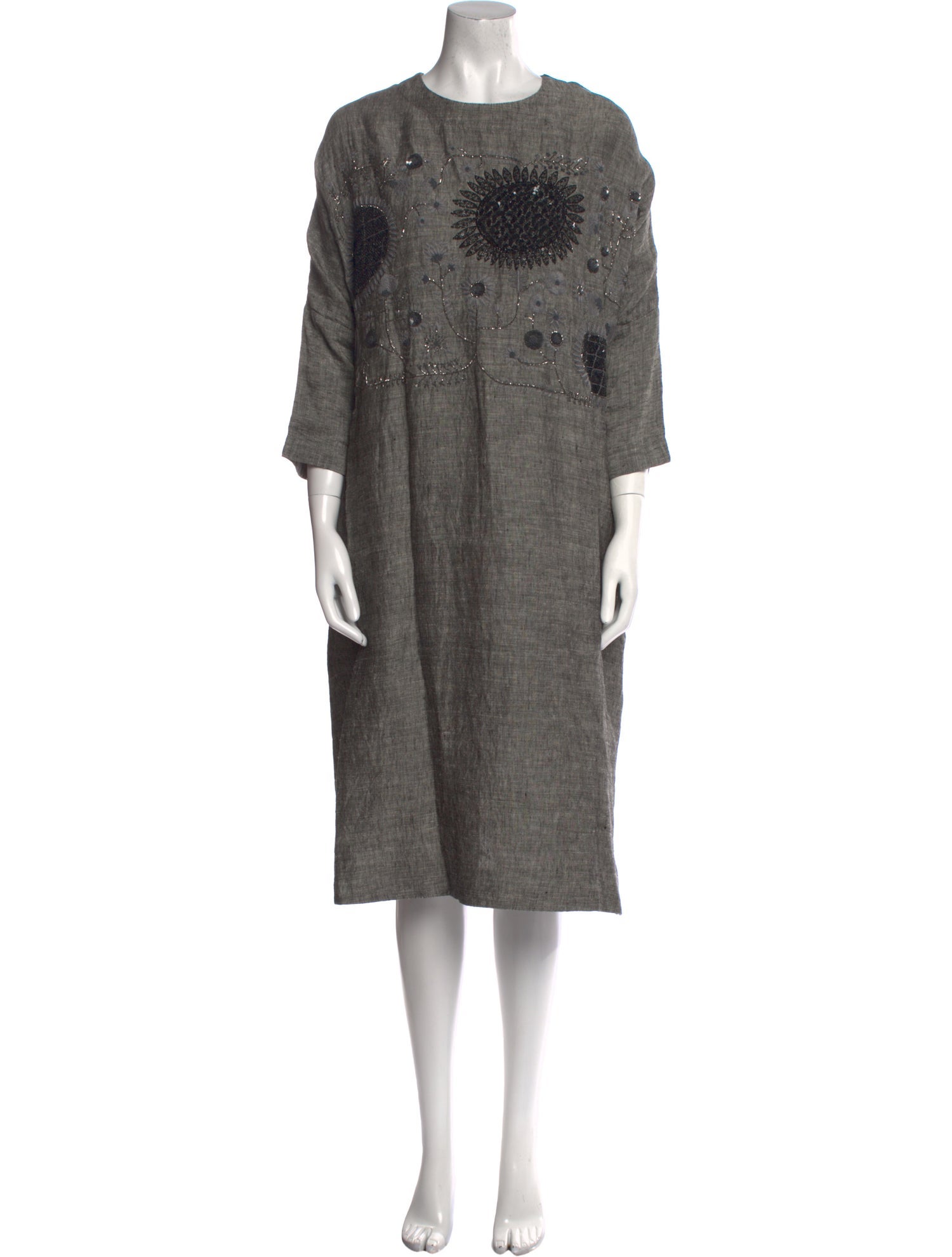 Aodress Crew Neck Midi Length Dress