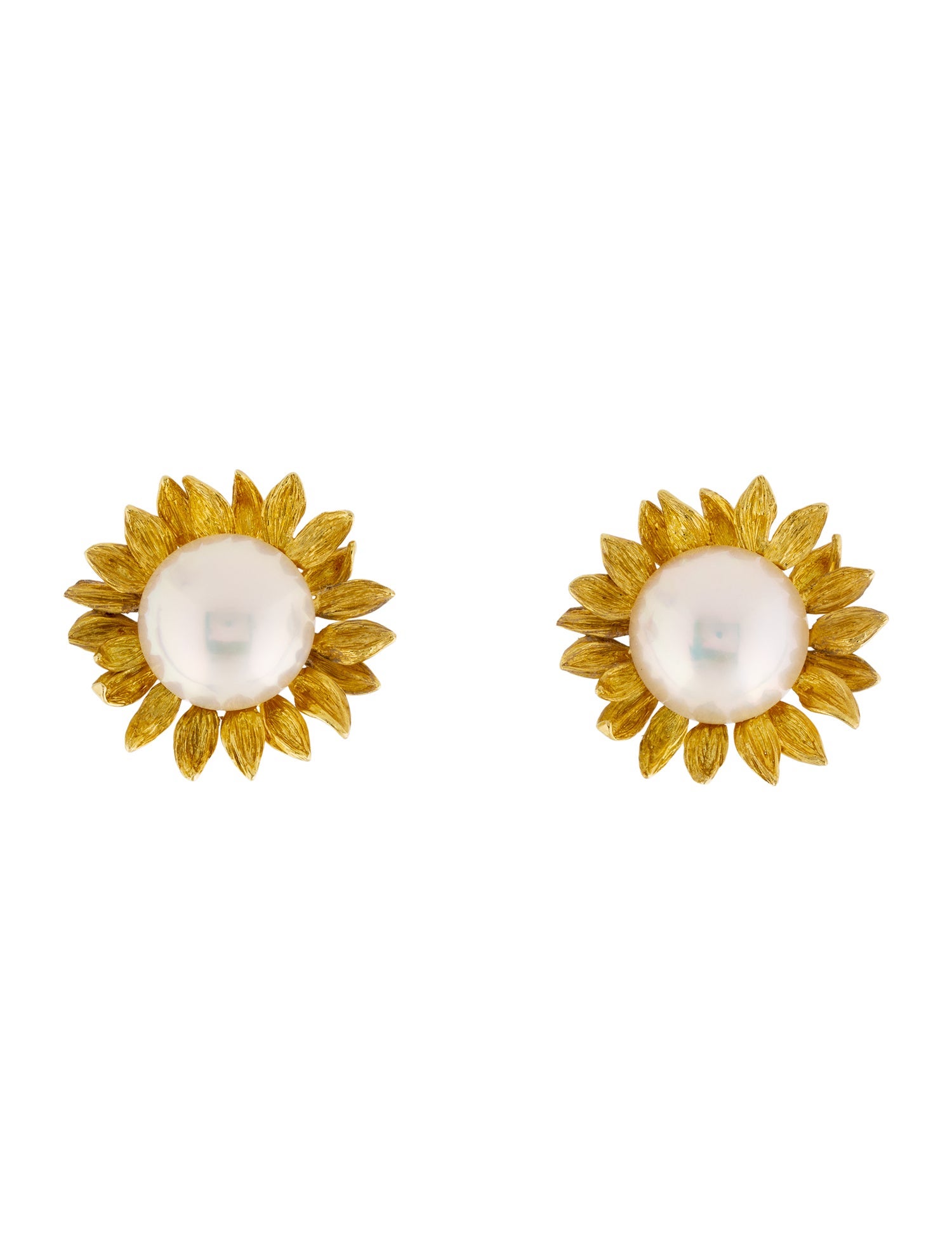 Asprey 18K Pearl Sunflower Earrings