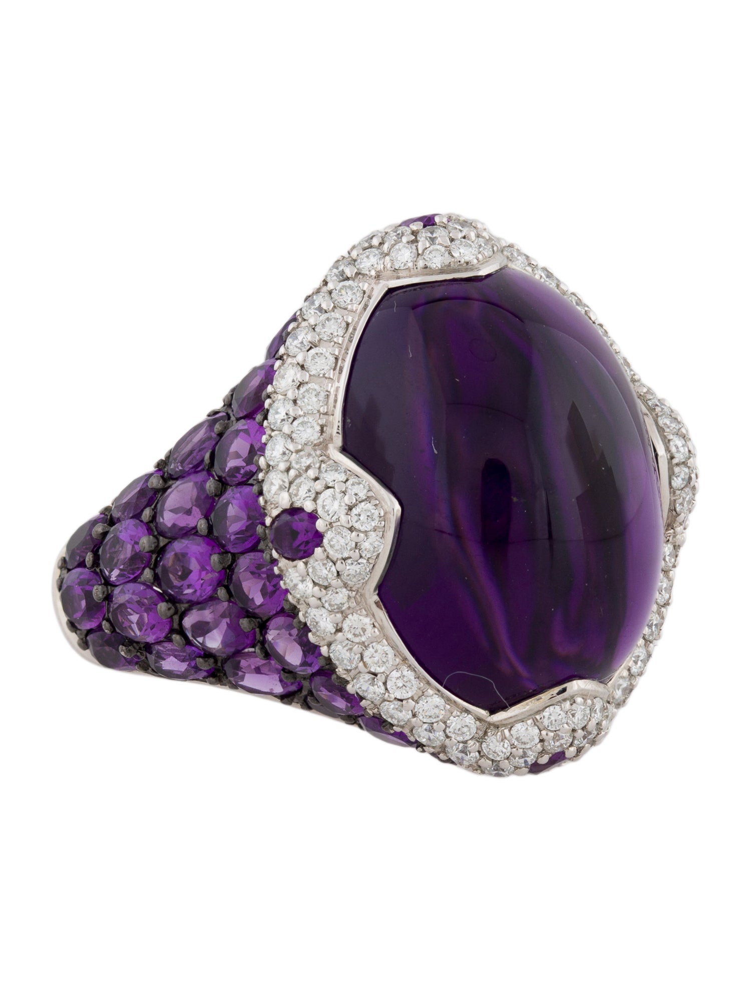 Asprey 18K Amethyst & Diamond Cocktail Ring