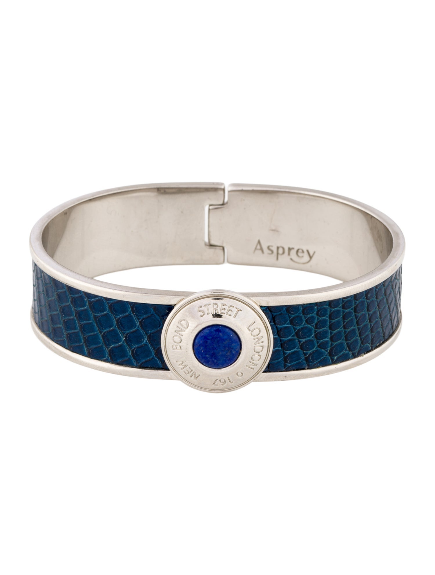 Asprey Lapis Lazuli & Lizard Bond Street Narrow Button Cuff Bracelet