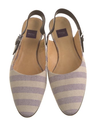 Asprey Printed Leather Trim Embellishment Slingback Flats