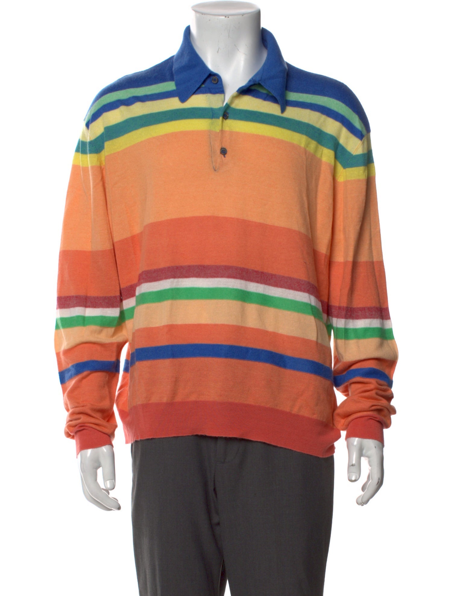 Asprey Cashmere Striped Polo Shirt