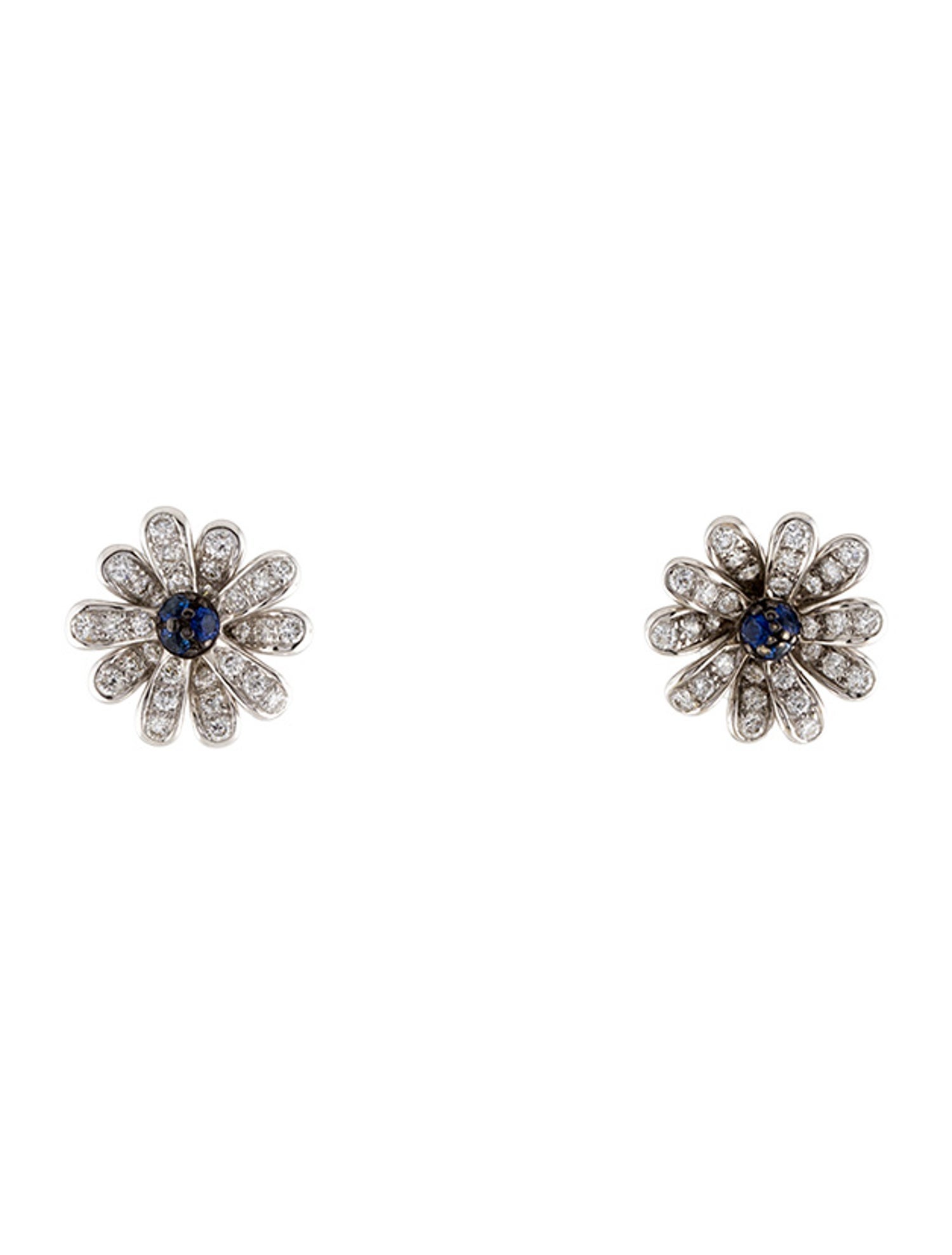 Asprey 18K Sapphire & Diamond Flower Stud Earrings