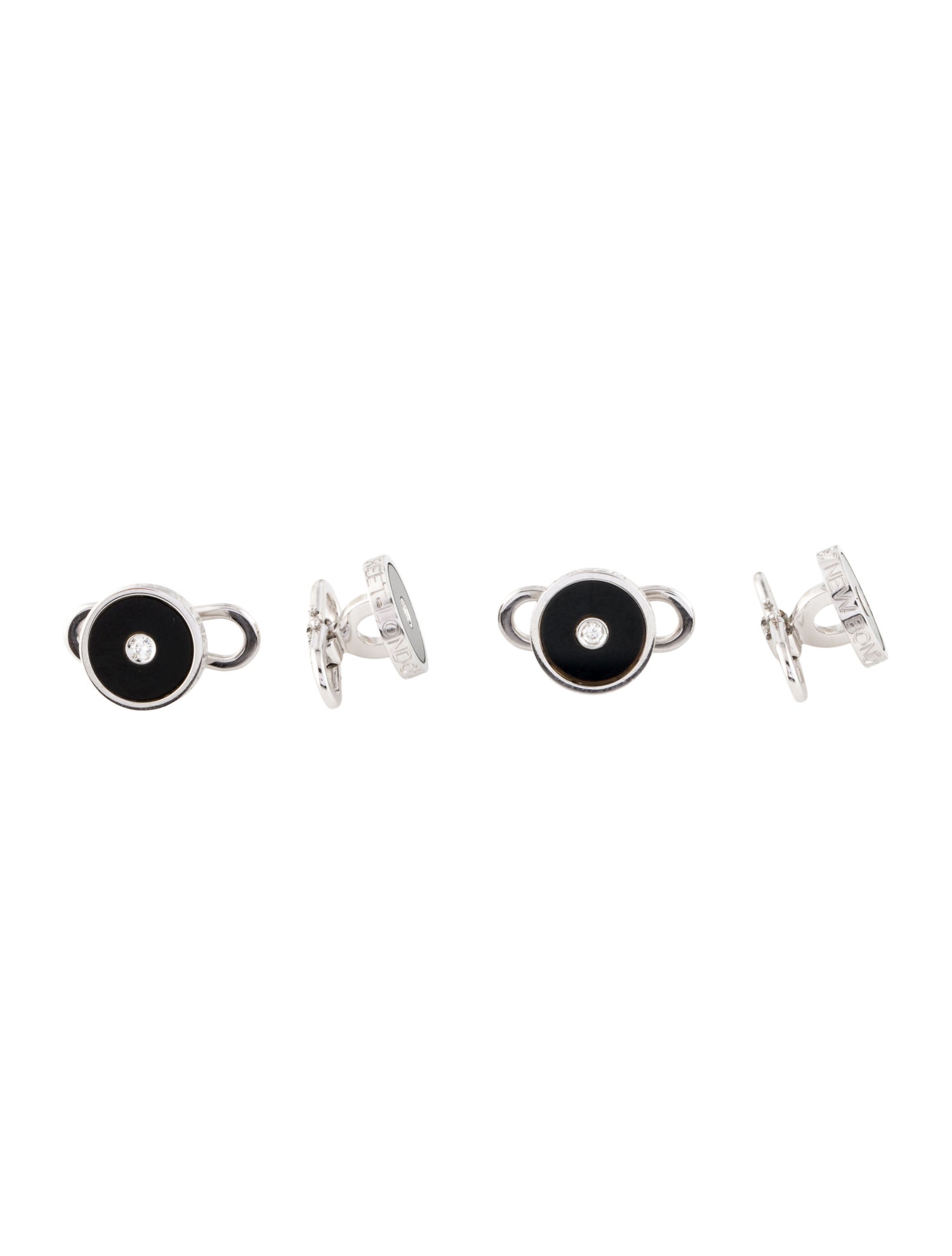 Asprey 18K Diamond Circle Four Cufflink Set