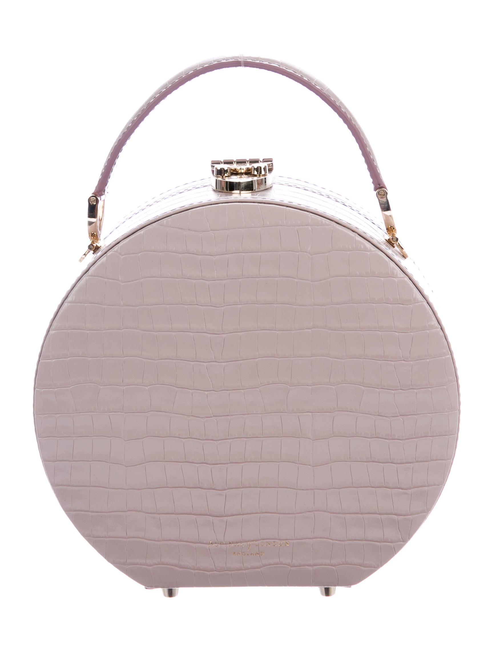 Aspinal of London Croc Embossed Mini Hat Box Bag - Purple Mini 