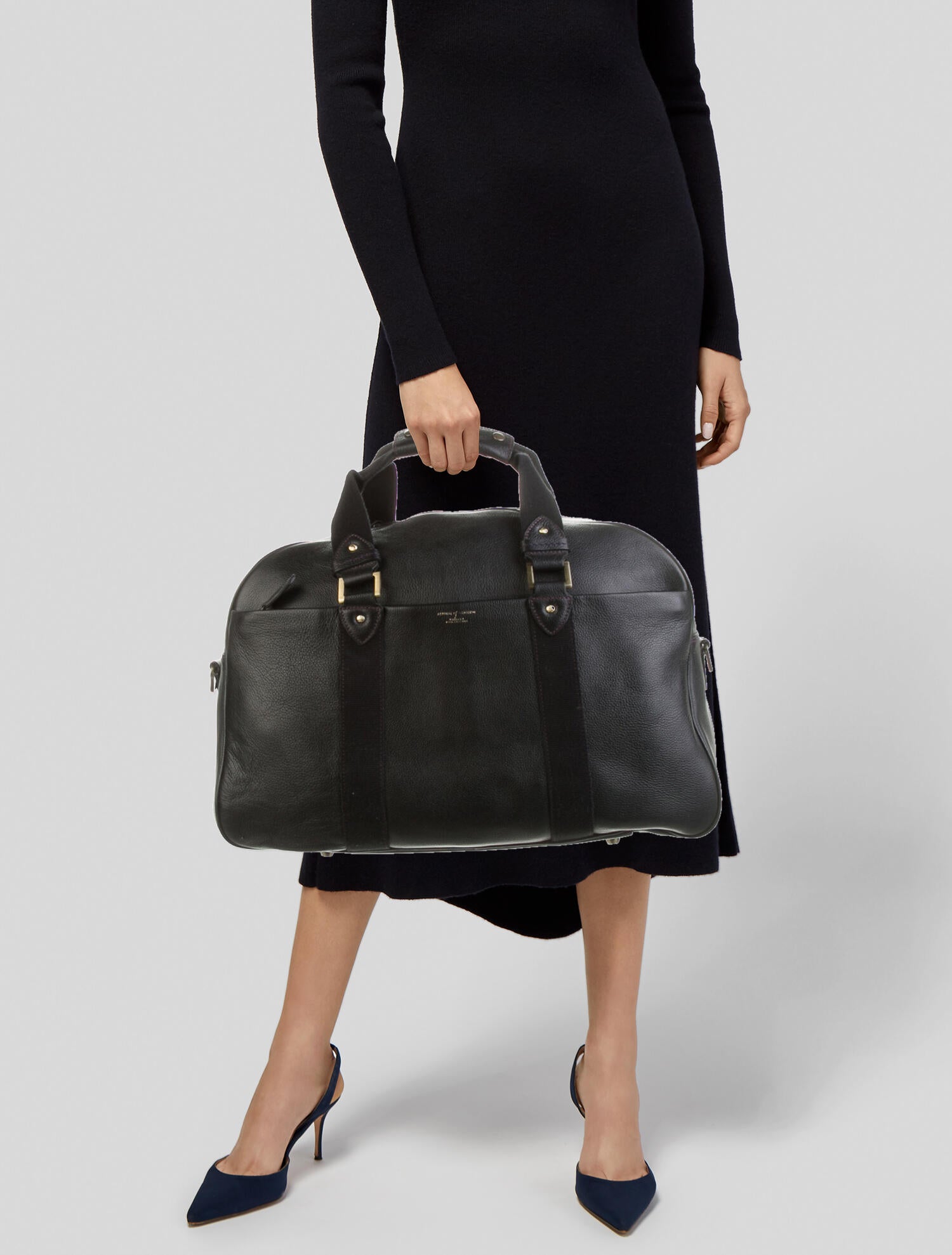 Aspinal of London Leather Duffle Bag Black Luggage and Travel