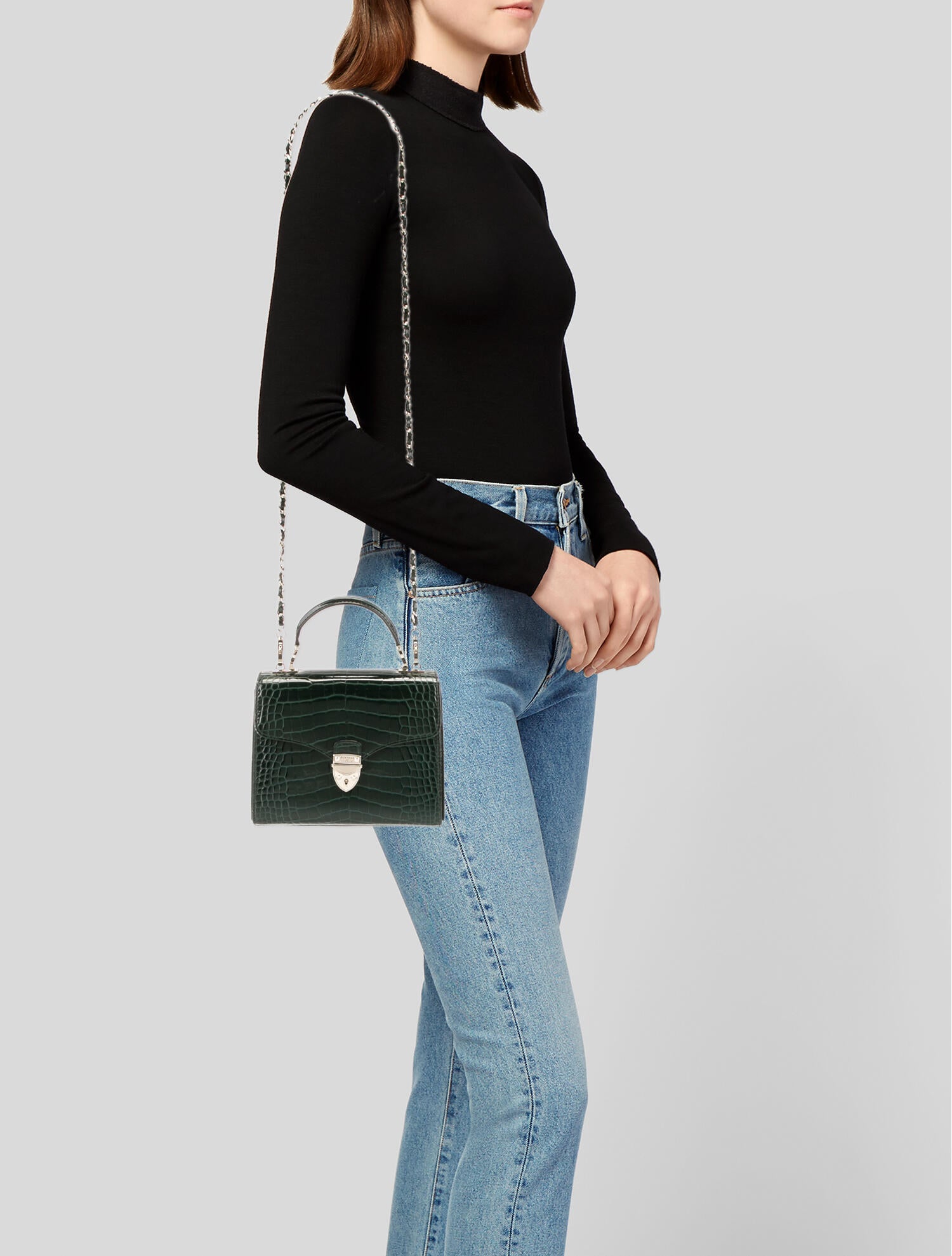 Aspinal of London Embossed Leather Top Handle Bag