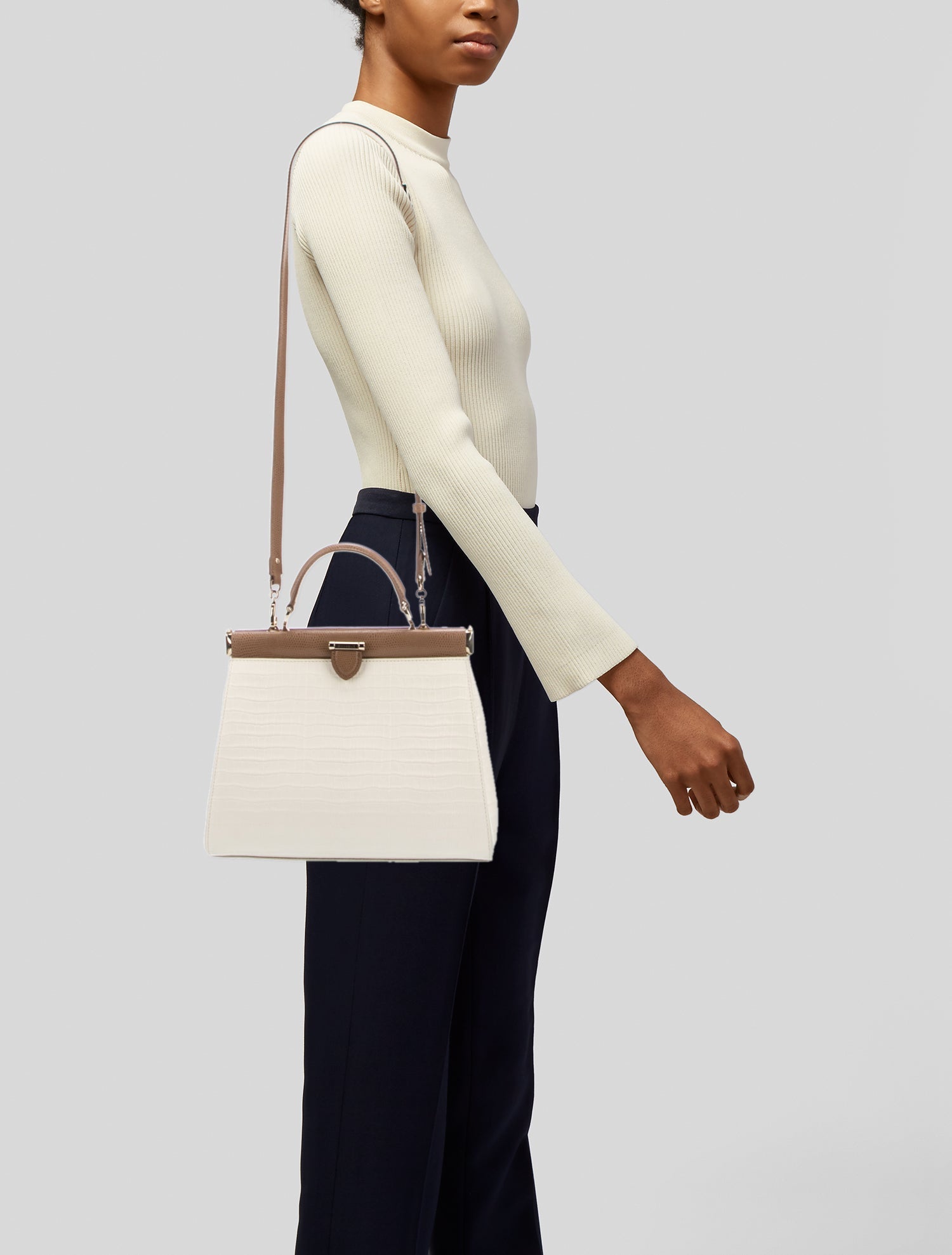 Aspinal of London Embossed Leather Top Handle Bag