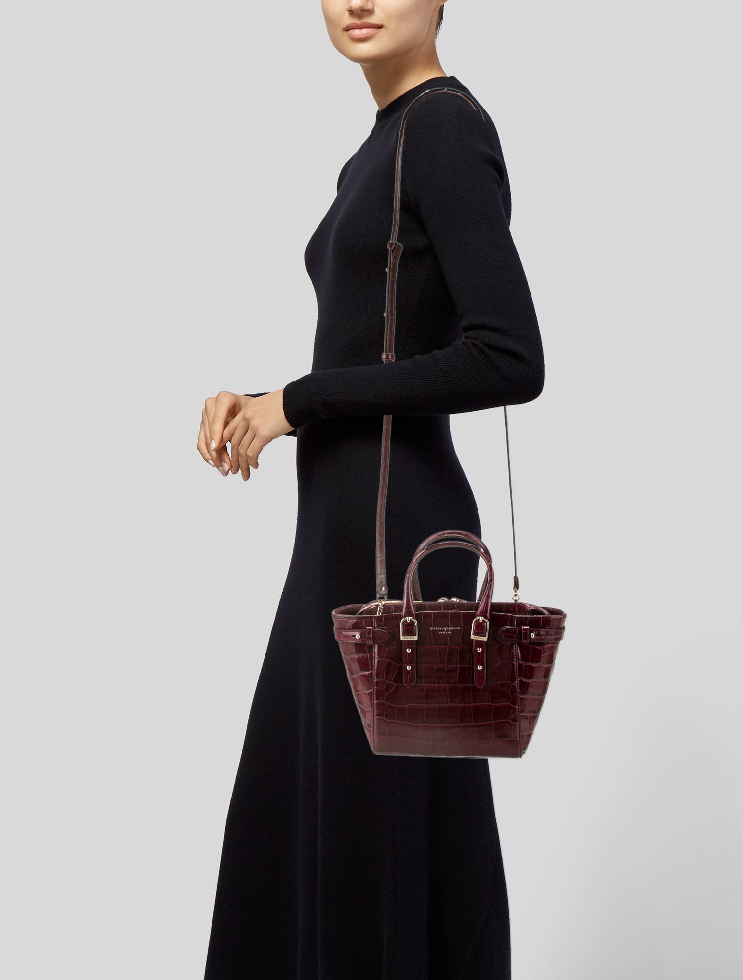 Aspinal of London Embossed Leather Top Handle Bag