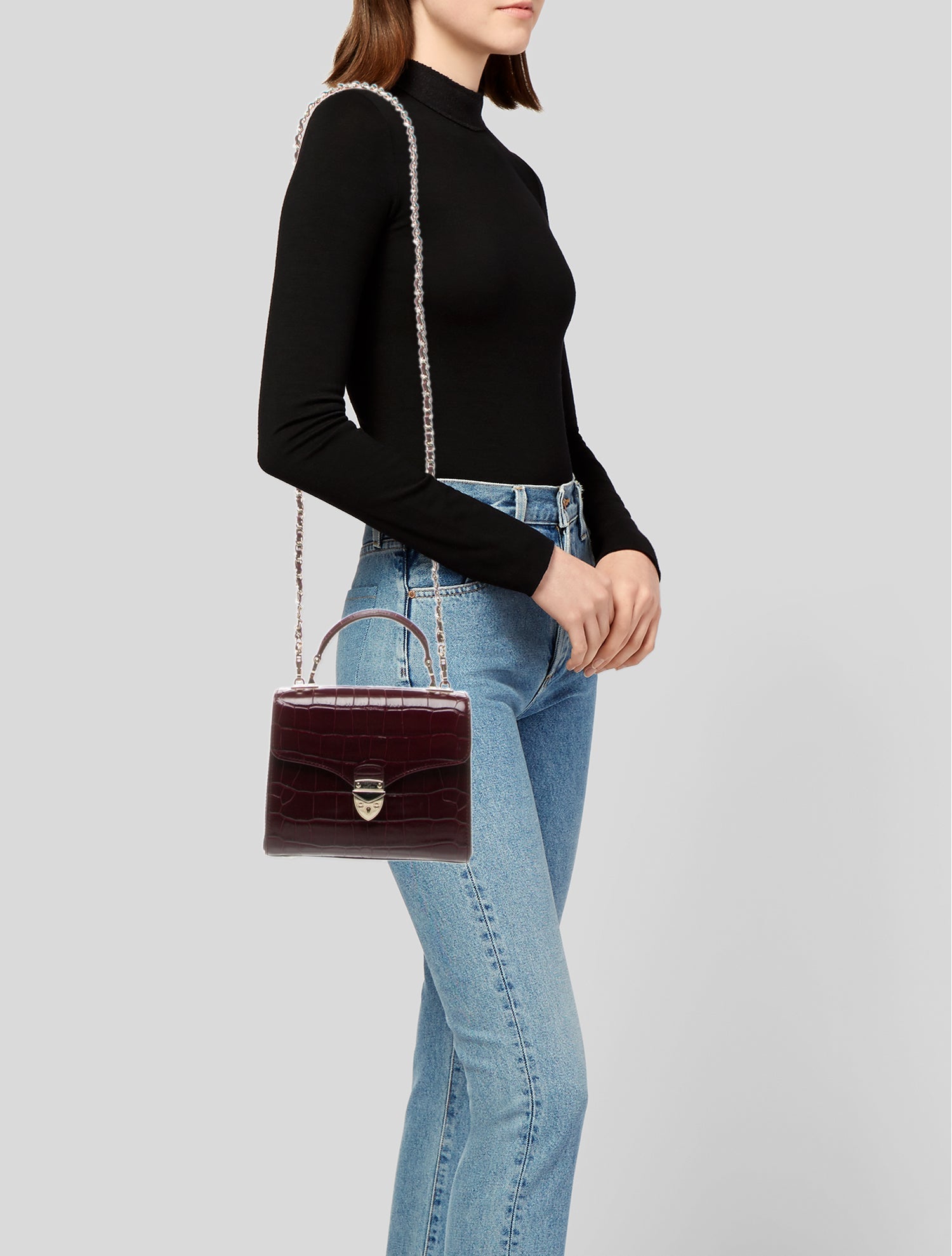 Aspinal of London Embossed Leather Top Handle Bag