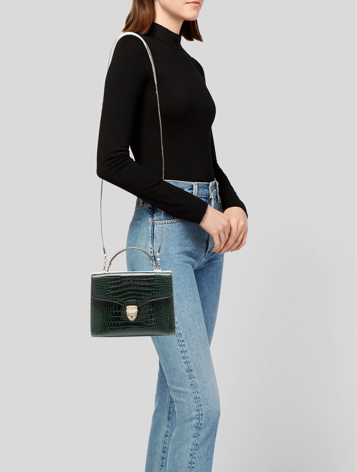 Aspinal of London Embossed Leather Top Handle Bag